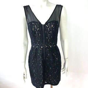 BCBGeneration NEW 4 Sheath Mesh Mini Above Knee Lace Dress Black